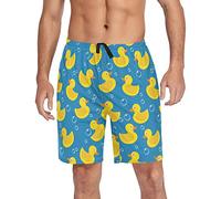Animal Pajama Shorts for Men Yellow Rubber Duck Pajama Bottoms Men's Lounge Sleep Shorts with Pockets