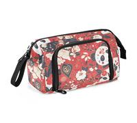 Animal Panda Crimson Retro Pencil Pouches Large Capacity Pencil Case Bag with Compartment for Women Back to School Supplies