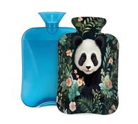 Animal Panda Flower Leaves Hot Water Bottle with Cover, 2L PVC Hot Water Bag for Pain Relief, Hand Foot Warmer, Hot & Cold Therapy with Removable Cover, Gift for Women Kids Family