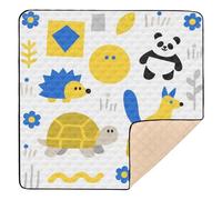 Animal Panda Turtle Yellow White Cute Baby Play mat Foldable for Floor Comfortable Foldable Infant Play Mat for Baby Kids Toddlers Infants, 50'' x 50''