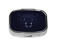 Animal Panther Black Pattern Pill Case Pill Box Travel Pill Organizer Small Square Medicine Box for Purse & Pocket Gifts