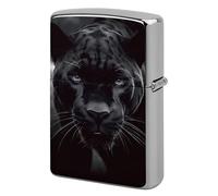 Animal Panther Metal Lighter Case Windproof Vintage Lighters Holder Reusable Cool Cigarette Lighter Cover for Men Personalized Pocket Flip Lighters Sleeve Double Sided Portable Protective Sleeve