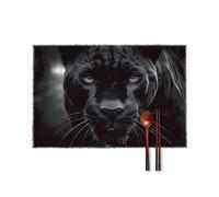 Animal Panther Placemats Set of 6, Heat-Resistant Canvas Table Mats - Washable & Non-Fade, Non-Slip Insulated Place Mats for Dining, Kitchen, Party Decor