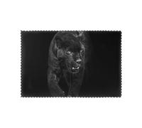 Animal Panther Printed Placemats Set of 6 PCS, Heat Resistant Non-Slip Table Mats for Dining Table, Washable Kitchen Place Mats for Indoor & Outdoor