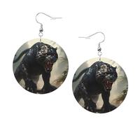 Animal Panther Prints Leather Round Earrings Pendant Stylish And Light Lightweight Dangle For Women Girls, One Size, Leather, No Gemstone