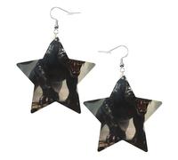 Animal Panther Prints Leather star earrings Pendant Stylish and light Lightweight Dangle for Women Girls, One Size, Leather, No Gemstone