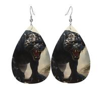 Animal Panther Prints Leather Teardrop earrings Pendant Stylish and light Lightweight Dangle for Women Girls, One Size, Leather, No Gemstone