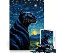 Animal Panther Starry Night 1000 Piece Jigsaws for Adults Puzzle Focus Training Stress Free Fun Tight Join Creative Gift (50x75cm)