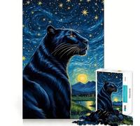 Animal Panther Starry Night Jigsaw for Adults 1000 Pieces Brain Memory Game Laser Cut for Flawless Fit Unique Gift for Stress Relief (38x26cm)
