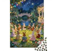 Animal Party 1000 Pc Cardboard DIY Rabbit Orchestra by Lake Puzzle, Challenging Family Game 12+, Stress Relief, Vibrant Colours & Home Decor 52x38cm/1000pcs