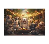 Animal Party Jigsaw Puzzles for Kids 1000 Pieces 3d Wooden Puzzle Decompression Game for Adults Women Girl Educational Game Toys （75×50cm）