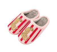 Animal Pattern Slippers - Hello Cat, Bear, Moose & Love Designs - Comfy Memory Foam Plush Cloud Slippers for Couples & Indoor Home, A-leopard Pink, 9-10 Women/8-8.5 Men