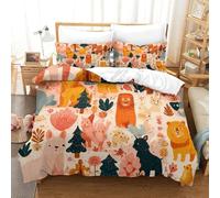Animal Patterns in The Green Forest 3D Printed Duvet Cover Set Bedding Set,Soft Microfiber Pillowcases,Hidden Zipper Quilt Cover Easy Care Comforter Cover for Kids Boys Girls Teens King（220x240cm）