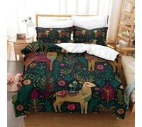 Animal Patterns in The Green Forest 3Pcs Bedding Set Printed Quilt Cover,3D Duvet Cover for Boys Adult, Microfibre, with Pillowcases Easy Care Microfiber Comforter Cover Hidden Zipper King（220x240cm）