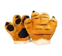Animal Paw Gloves - Tiger Claw Stuffed Plush Mittens For Cosplay & Costumes, 1 Pair Accessory Set, 260g Weighted Feel, Universal Even Size Fit, Durable PU Leather & Soft Textile- For Parties &
