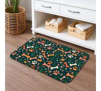 Animal Paw Print Quick Dry Bath Mat, Colorful Bone Pattern Absorbent Non Slip Shower Mat, Fall Decorative Flannel Washable Bath Rugs for Bathroom Toilet Restroom 20x32 Inch