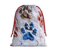 Animal Paw Prints Drawstring Gift Bag â€“ Premium Polyester Holiday & Party Favor Bag With Full-Print Design, Perfect For Christmas, Halloween, And Promotions