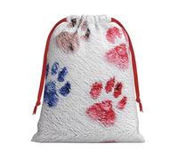 Animal Paw Prints Drawstring Gift Bag â€“ Premium Polyester Holiday & Party Favor Bag With Full-Print Design, Perfect For Christmas, Halloween, And Promotions