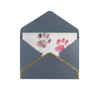 Animal Paw Prints Elegant Greeting Card - Premium Pearl Paper Holiday & Birthday Card With Gold Trim - Blank Inside For Personal Message