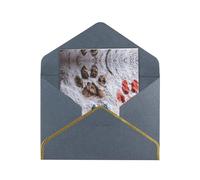 Animal Paw Prints Elegant Greeting Card - Premium Pearlescent Paper Folding Card With Gold Trim, Ideal For Holiday Greetings, Birthdays, Weddings, And Valentine'S Day