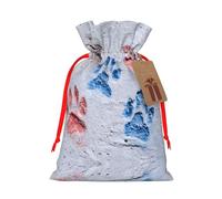 Animal Paw Prints Gift Bag - Festive Full-Print Drawstring Pouch For Holiday, Birthday & Party Presents - Premium Lightweight Polyester Fabric With Kraft Tag Accent