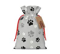 Animal Paw Prints print Christmas Packing Bag Linen Bags with Drawstring Funny Wedding Present Bag