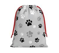 Animal Paw Prints Print Drawstring Present Bag Wrapping Reusable Bag Present Wrap Bags for Christmas