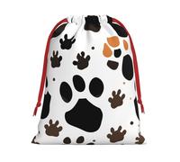 Animal Paw Prints Print Drawstring Present Bag Wrapping Reusable Bag Present Wrap Bags for Christmas