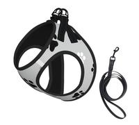 Animal Paw Prints Print Small Dog Harness And Leash Set, Adjustable Soft Vest With 360° Reflective Straps For Cats Puppy