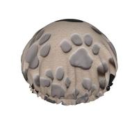 Animal Paw Prints Printed Double Layer Lined Shower Cap,Shower Caps For Women Reusable
