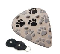 Animal Paw Prints Printed Guitar Picks, 6 Pack with Leather Keychain Pick Holder - 0.46mm, 0.71mm, 0.96mm Assorted Thickness for Acoustic Ukulele, Electric Guitar, Acoustic Guitar, Bass