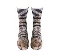 Animal Paw Socks 3D Print Novelty Animal Feet Crew Socks Halloween Cosplay Gift for Unisex Adult (cute cat)
