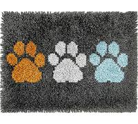 Animal Paws DIY Latch Hook Rug Kits for Adults Tapestry Pre-Printed Patterns Carpet Needlework Crochet Yarns Latch Hooking Mat for Home Decor 52x38cm(g125)