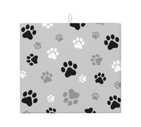 Animal Paws Prints Print, Dish Drying Mat, 18x16 Inch Absorbent Microfiber Quick Dry Machine Washable for Dishes Pots Pans Glassware Coffee Bar Under Rack