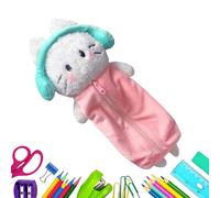 Animal Pencil Case,Cute Plush Storage Box for Pens | Earphone Carrying Cat Design Pen Bag with Zipper - For Kids, Students, School Supplies, University, Organization, Travel And Makeup