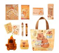 Animal Pencil Set - 8 Pieces Capybara Stationery and Canvas Bag Educational Supplies for Kids Students Classroom Funny Writing Tool Collection | Easter, Christmas, Birthday, P
