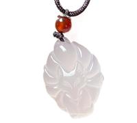 Animal Pendant Necklace - Nine-Tailed Pendant Necklace In White Chalcedony Neeuf Agate Tails Chalcedony With Multicolor Jade Tails, Se référer au descriptif, chalcedony, Refer to description