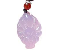Animal Pendant Necklace - Nine-Tailed Pendant Necklace In White Chalcedony Neeuf Agate Tails Chalcedony With Multicolor Jade Tails, Se référer au descriptif, chalcedony, Refer to description