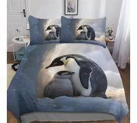 Animal Penguin Duvet Cover Set Microfibre Soft Quilt Covers 2 Pieces Hotel Quality Bedding Comforter Cover with Pillowcase For Boys, Girls And Teenagers Single (135x200cm)
