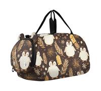 Animal Penguin Rose Gold Small Gym Bag with Shoes Compartment Lightweight Weekender Overnight Range Bag for Beach Swim Bags Pool Sports
