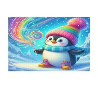 Animal Penguin Wooden Puzzles Jigsaw Puzzle 1000 Pieces for Adults Creative Jigsaw Puzzles Difficult Puzzle Challenging Game Gift Toys Teens Family Puzzles （75×50cm）