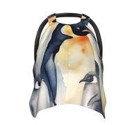 Animal Penguins Watercolor Pattern Baby Car Seat Canopy Cover, Multi Use Breathable Nursing Breastfeeding Covers for Mom Soft Stroller Sun Shade Newborn Shower Gift