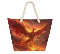 Animal Phoenix Bird Tote Bags for Women Men Shoulder Beach Bag Shopping Handbag with Hemprope Handle