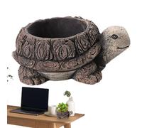 Animal Planter - Turtle Hedgehog Cement Pots, Mini Garden Flower Pots, Durable Decorative , Handmade Bonsai Holders | Indoor and Outdoor Home Decor