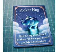 Animal Pocket Hug Gifts, Resin Animals Token with Mini Pocket Hug Greeting Cards,Cute Pocket Hug Emotional Support Encouragement Inspirational Comfort Keepsake for Anxiety Stress Relief (Elephant)