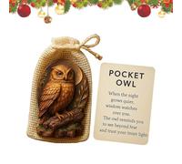 Animal Pocket Hug, Turtle Pocket Hug, Inspirational Animal Token with Message Card and Pouch, Small Figurine Symbolizing Strength, Courage, Thoughtful for Encouragement and Support (Owl)