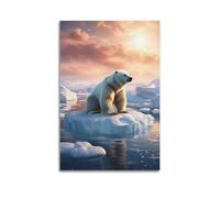 Animal Polar Bear Arctic Iceberg Sunset Wildlife Conservation Poster Decorative Canvas Family Bedroom Artwork Picture Painting 24x36inch(60x90cm)