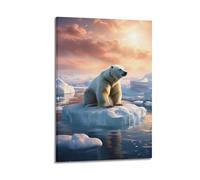 Animal Polar Bear Arctic Iceberg Sunset Wildlife Conservation Poster Decorative Canvas Family Bedroom Artwork Picture Painting 20x30inch(50x75cm)