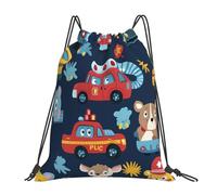Animal Police Car Cute Elephant Men Women Drawstring Bag Adjustable Pe Bag Portable String Backpack For Football Yoga Travel