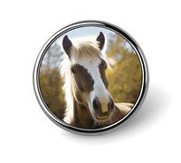 Animal Pony Horse Button Pins - Personalized Round Badges for Women Men Custom Photo Buttons for Backpack Cloth Decoration Souvenir Gifts, Metal Badge Brooch Party Costume Accessory